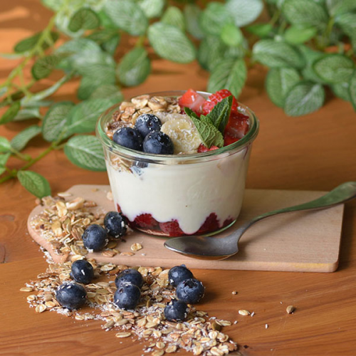 Soja yoghurt en fruit