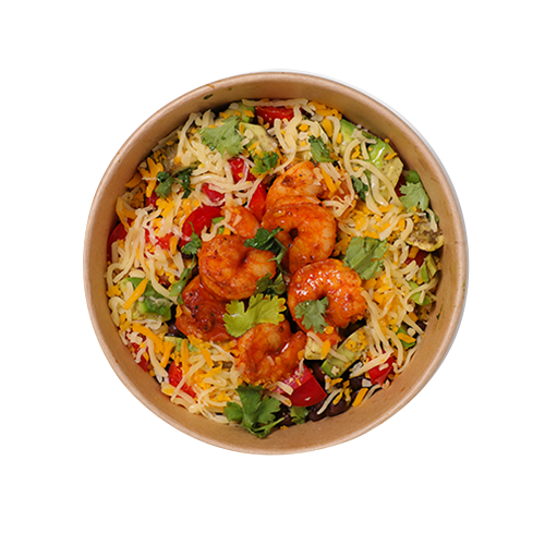 Burrito bowl spicy shrimps