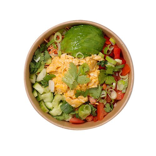 Large poké bowl scrambled eggs