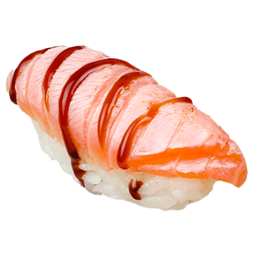 Flambéed salmon nigiri