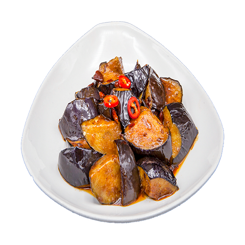 Vegan eggplant in Szechuan style with red chili peppers
