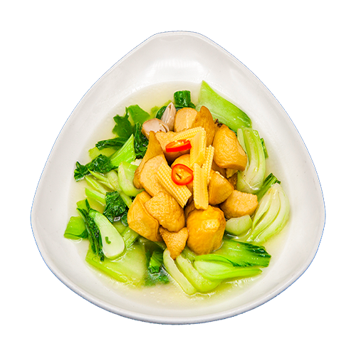 Vegan king oyster mushroom with vegetables