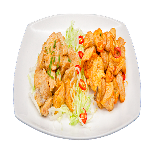 King oysters mushroom in salt & pepper and salted duck egg