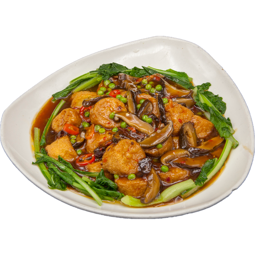 Spicy Japanese silken tofu with vegetables & mushrooms