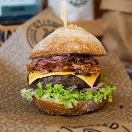 De pulled pork burger