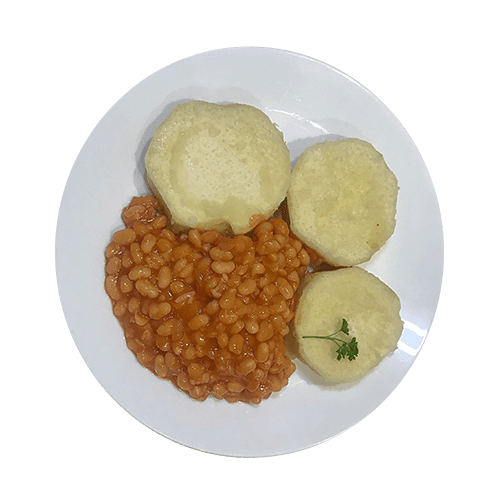 Gekookte yam met bonen, vegetarisch