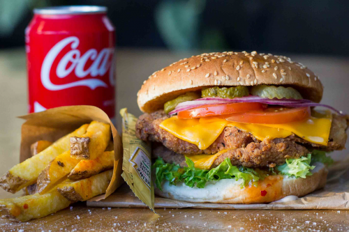 Crispy chicken burger menu