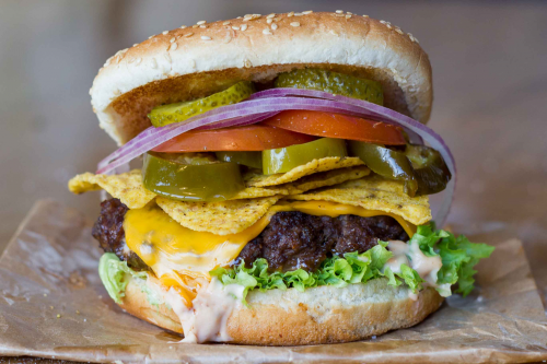 Nacho chilli burger