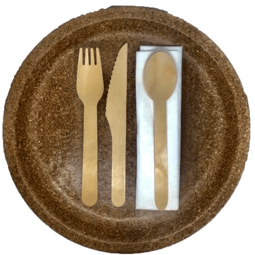 Plate, knife and fork