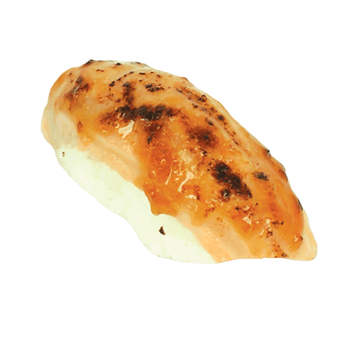 Flamed sake nigiri
