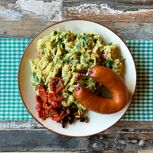 Mashed potato dish with spinach