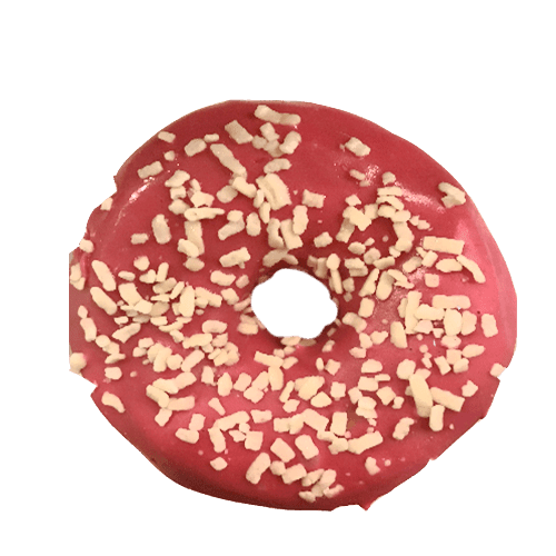 Pinky iced donuts