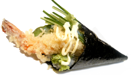 Tempura shrimp temaki