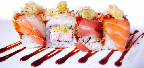 Rainbow sashimi roll, 8 pieces