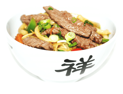 Fried beef udon