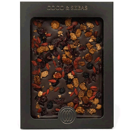 Chocolate tablet - plak pure chocolade met bessenmix