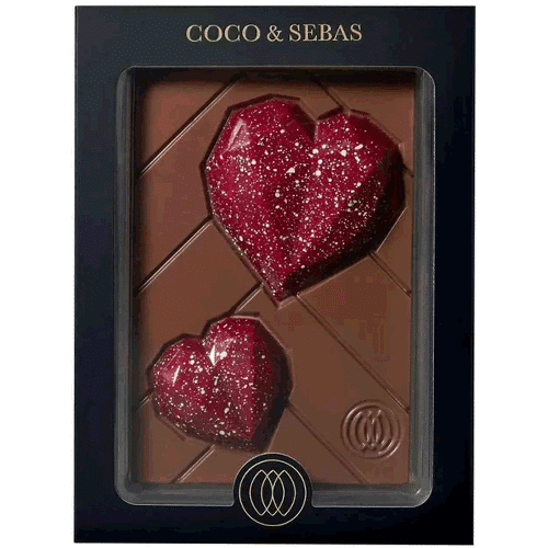 Love tablet - rode harten op plak melkchocolade