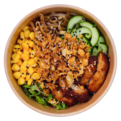 Poké bowl kip yakitori 1+1