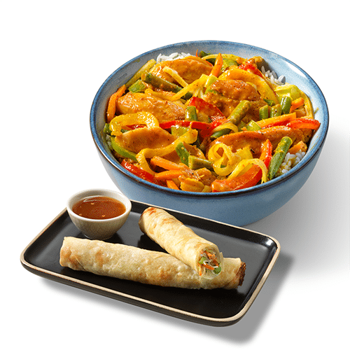 Vietnamese chicken curry en 2 Vietnamese loempia's