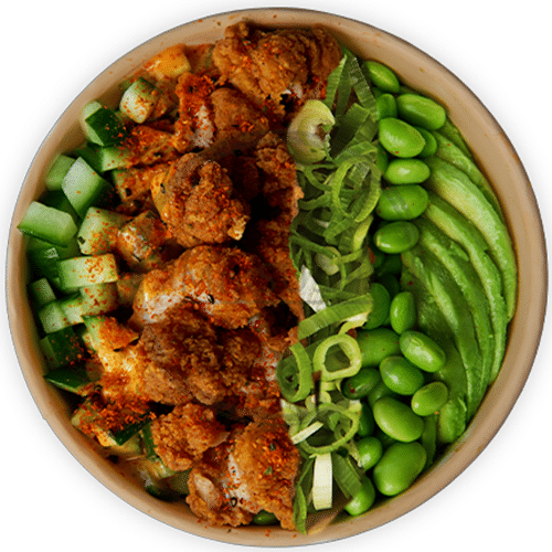 Spicy chicken poke bowl