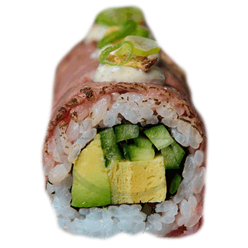 Flamed beef roll