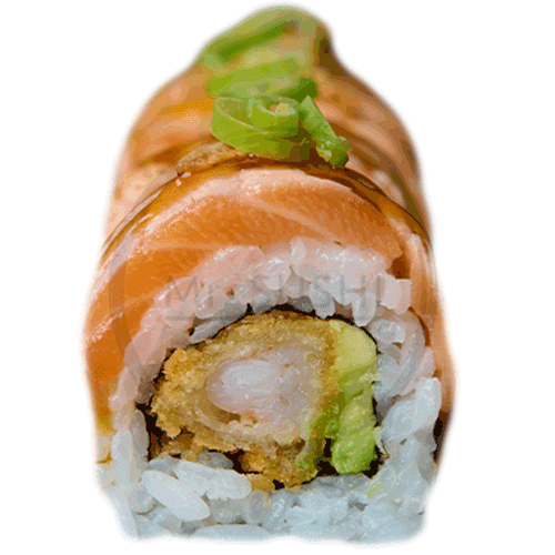 Flamed salmon ebi roll