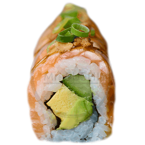 Flamed salmon roll