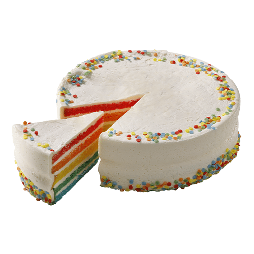 Rainbowcake ongesneden