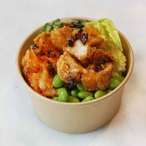 Crispy chicken kimchi salad