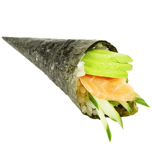 Handroll zalm en mango
