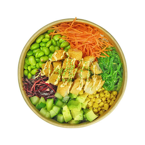 Poké bowl vegan shrimp