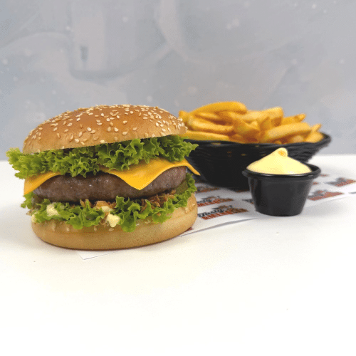 Cheddar Cheese burger meal