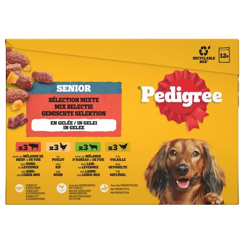 Pedigree Senior Maaltijdzakjes - Vlees in Gelei - Hondenvoer - 12 x 100 g