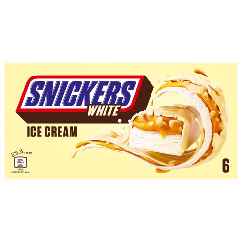 Snickers White Ijs Repen witte chocolade pinda 6-pack