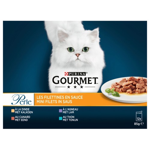 Gourmet Perle Mini Filets Kattenvoer nat met Kalkoen, Eend, Tonijn en Lam