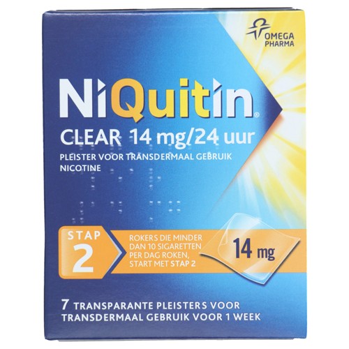 Niquitin Stap 2 pleisters clear 14mg 7st