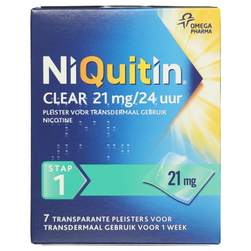 Niquitin Stap 1 pleisters clear 21mg 7st