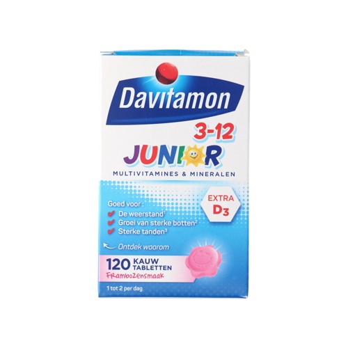 Davitamon Junior 3+ kauwvit. framboos 120st
