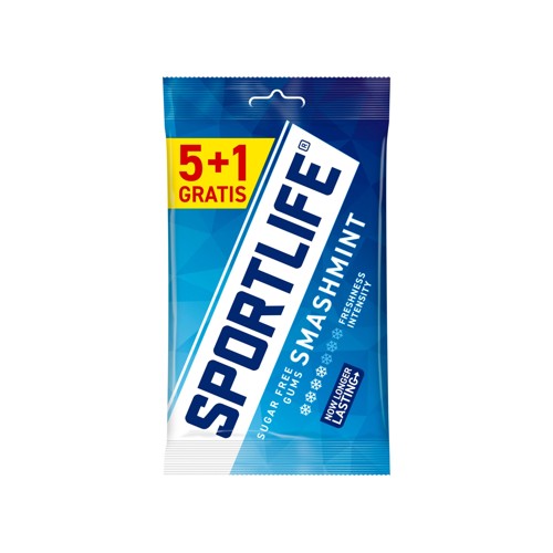 Sportlife Smashmint Suikervrije kauwgom  5+1 Gratis 6 x 18 g