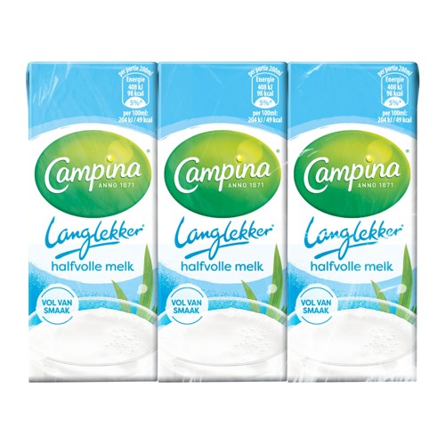 Campina Langlekker Halfvolle Melk Multipack Mini's 6 x 200 ml