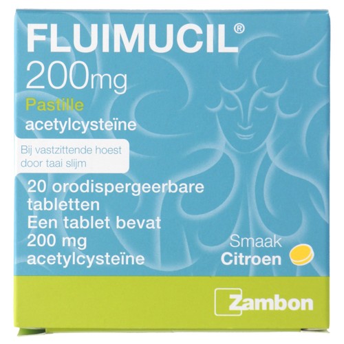 Fluimucil pastille citroen 200mg 20 stuks