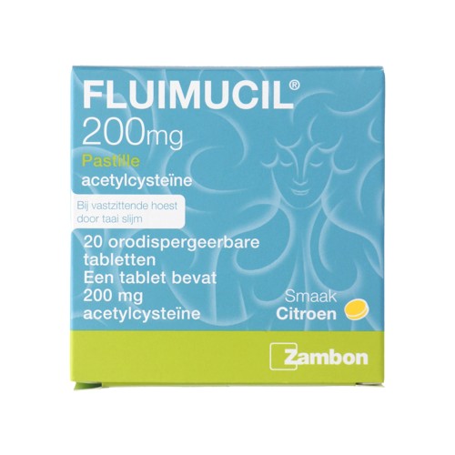 Fluimucil pastille citroen 200mg 20 stuks