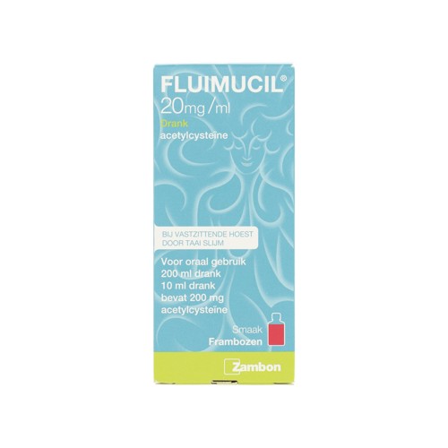 Fluimucil drank framboos 20mg/ml 200ml