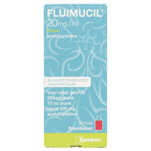 Fluimucil drank framboos 20mg/ml 200ml