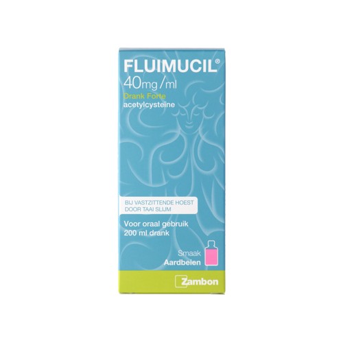 Fluimucil drank forte aardbei 40mg/ml 200ml