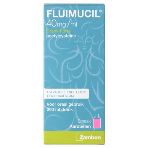 Fluimucil drank forte aardbei 40mg/ml 200ml