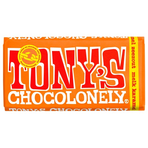 Tony's Chocolonely Zeezout Melk Karamel Chocolade Reep 180 g