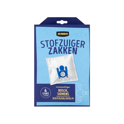 Jumbo Stofzuigerzakken met Filter 4 Stuks
