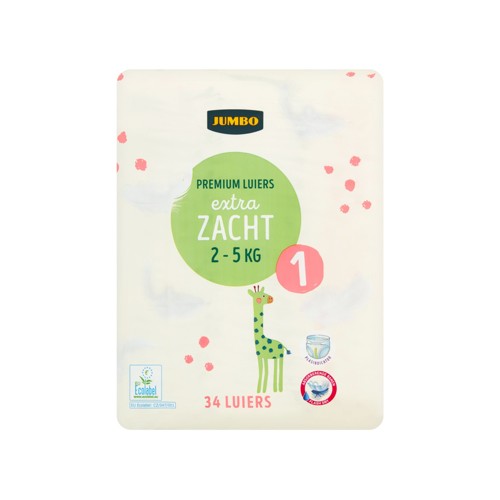 Jumbo Premium Luiers Maat 1 2-5 kg 34 Stuks