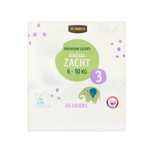Jumbo Premium Extra Zacht Luiers Maat 3 6-10 kg 26 Stuks